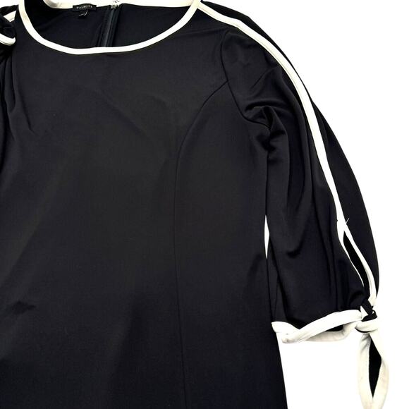 TALBOTS Women's XL Black White Tie 3/4 Sleeve‎ Sheath Dress Professional Stretch - Picture 1 of 8